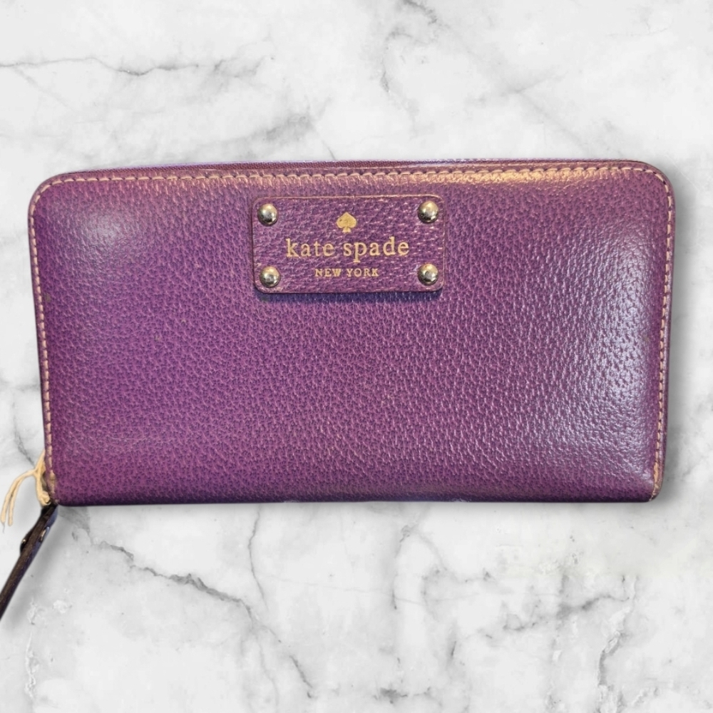 Kate Spade Plum Leather Wallet GUC